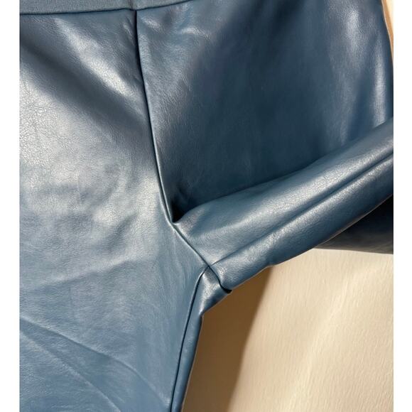 Assets by SPANX Women's Plus 1X All Over Blue Faux Leather Leggings #20258R - Picture 4 of 9